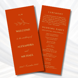 Terrakotta Monogram Botanisk Minimalistisk Bröllop Program