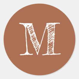 Terrakotta Monogram Initial Runt Klistermärke