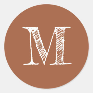Terrakotta Monogram Initial Runt Klistermärke