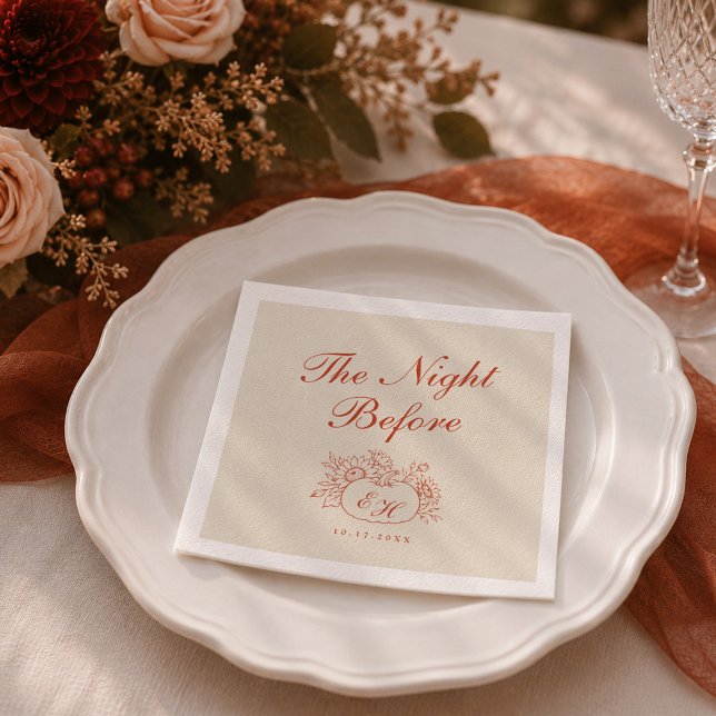 Terrakotta Night Before Pumpkin Monogram Servetter (Skapare uppladdad)