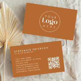Terrakotta och Crème Anpassat Företag Logotyp QR-k Visitkort