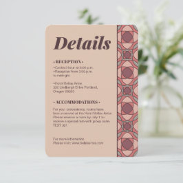 Terrakotta och dammig rosa Art Deco bröllopsdetalj Tilläggskort