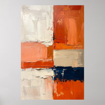 Terrakotta och marinblå abstrakt impasto