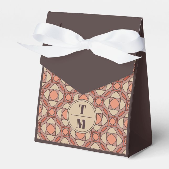 Terrakotta och mauve Art Deco bröllopspresentbox Presentaskar (Framsidan Sidan)