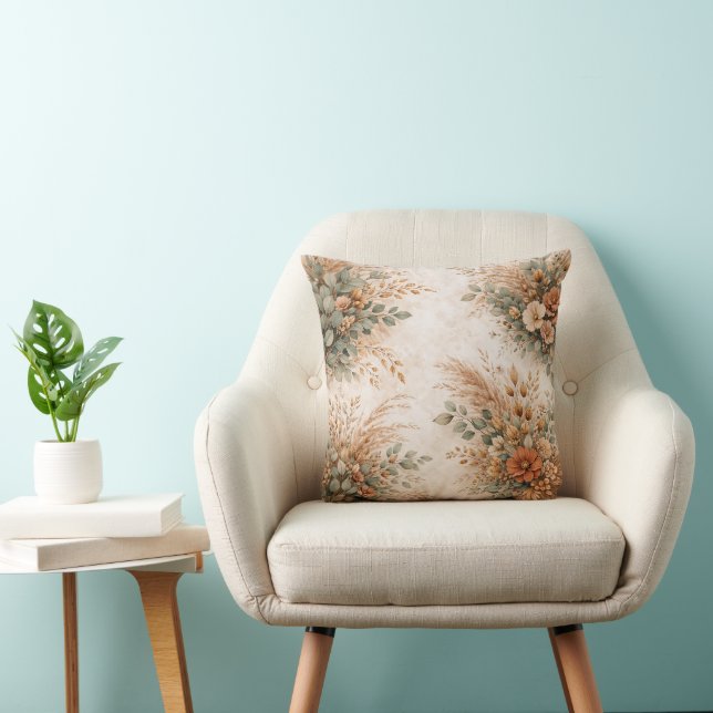 Terrakotta och Salvia Boho Höstbukett Kudde (Stol)