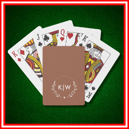 Terrakotta och Vit | Moderna Initialer Monogram Casinokort
