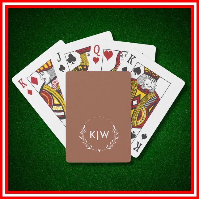 Terrakotta och Vit | Moderna Initialer Monogram  Casinokort (Skapare uppladdad)