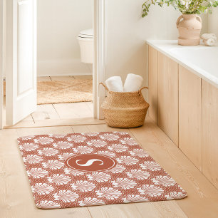 Terrakotta och vit snäckformad kustmonogram badrumsmatta