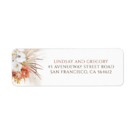 Terrakotta och vita blommor Modern Boho-etikett Returadress Etikett