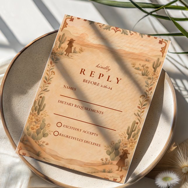 Terrakotta Öken Västerländsk Bröllop OSA Kort (Skapare uppladdad)