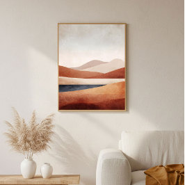 Terrakotta ökenbassäng Abstrakt landskapsdekoratio Poster