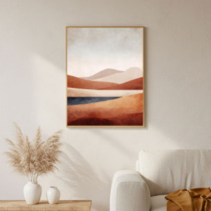 Terrakotta ökenbassäng Abstrakt landskapsdekoratio Poster
