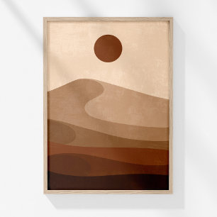 Terrakotta ökenlandskap neutral boho väggkonst