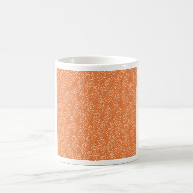 Terrakotta Orange Botanisk Bladmönster Kaffemugg (Skapare uppladdad)