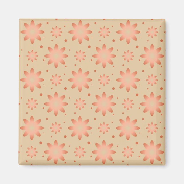 Terrakotta orange och sandbeige ömt krysantemum magnet (Framsidan)