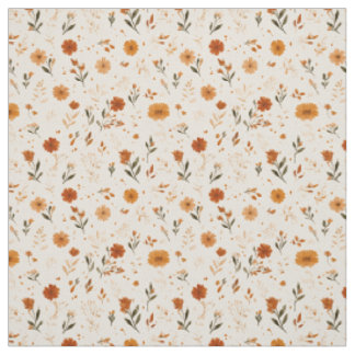 Terrakotta Orange Persika Vildblomma Boho Blommig Tyg