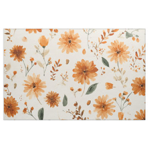 Terrakotta Orange Persika Vildblomma Boho Blommig Tyg