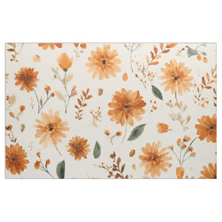 Terrakotta Orange Persika Vildblomma Boho Blommig Tyg