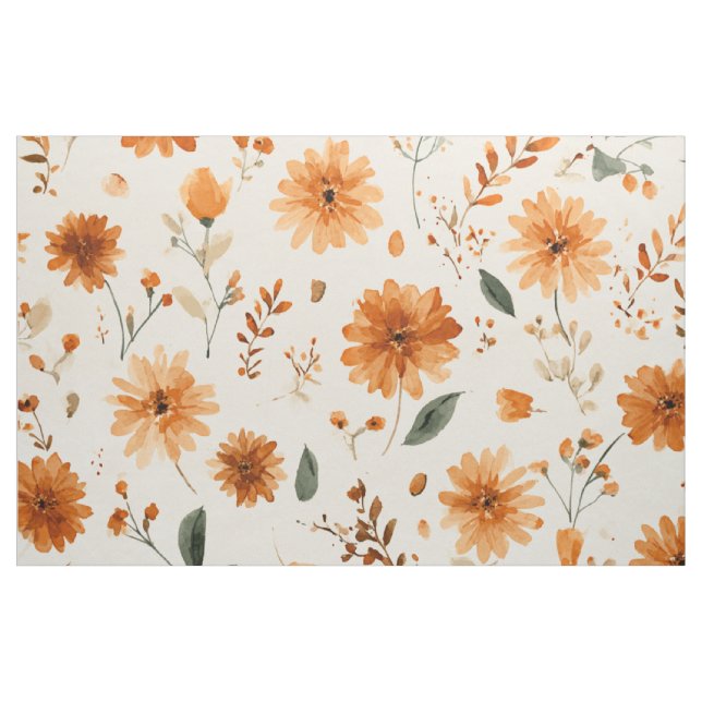 Terrakotta Orange Persika Vildblomma Boho Blommig Tyg (Yard)