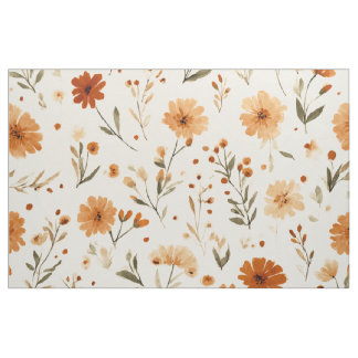 Terrakotta Orange Persika Vildblomma Boho Blommig Tyg
