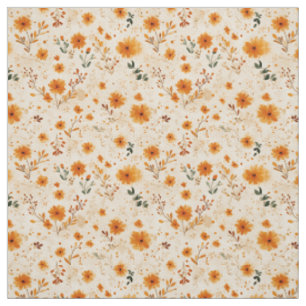 Terrakotta Orange Persika Vildblomma Boho Blommig Tyg