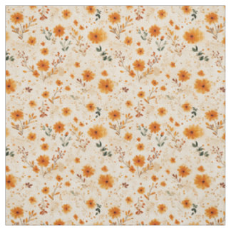 Terrakotta Orange Persika Vildblomma Boho Blommig Tyg