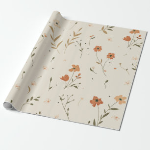 Terrakotta Orange Persika Vildblomma Feminint Boho Presentpapper
