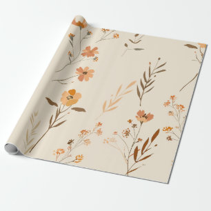 Terrakotta Orange Persika Vildblomma Feminint Boho Presentpapper