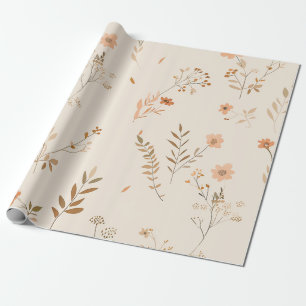 Terrakotta Orange Persika Vildblomma Feminint Boho Presentpapper