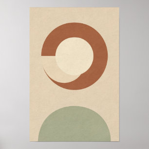 Terrakotta Orbit och Sage Circle Abstrakt Affisch