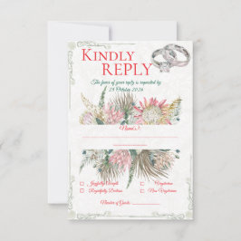 Terrakotta Pampasgräs Bröllopssvarskort OSA Kort