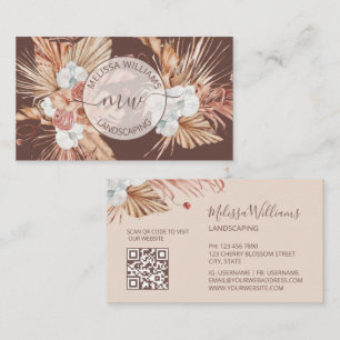 Terrakotta Pampasgräs Watercolor Boho Logo Visitkort