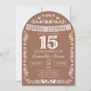 Terrakotta Papel Picado Quinceañera 15-årsfirande  Inbjudningar