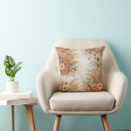 Terrakotta Persika Boho Pampas Blommig Kudde