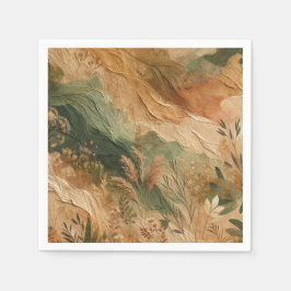 Terrakotta Persika Pressade Blommor Boho Bröllop Pappersservett