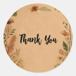 Terrakotta Persika Pressade Blommor Boho Bröllop Runt Klistermärke