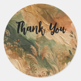 Terrakotta Persika Pressade Blommor Boho Bröllop Runt Klistermärke