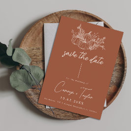 Terrakotta Pumpa Bröllop Spara Datumet