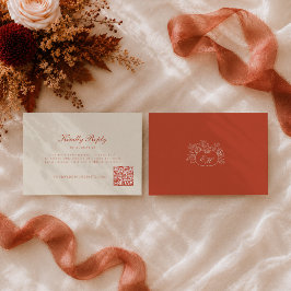 Terrakotta Pumpa Monogram QR-kod RSVP-kort Tilläggskort