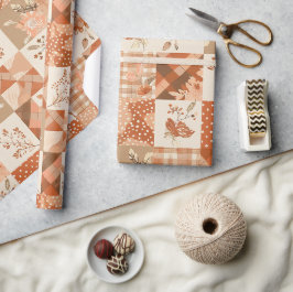 Terrakotta Quilt Rutig Cottagecore Blommig Presentpapper