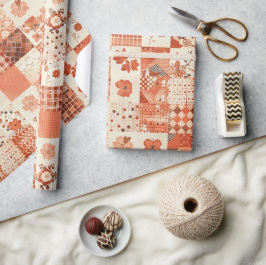 Terrakotta Quilt Rutigt Kottagekärna Blommig Presentpapper