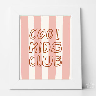 Terrakotta-randig Cool Kids Club Retro-barnkammare Poster