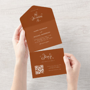 Terrakotta & Retrotypografi Modern QR-kod RSVP