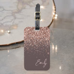 Terrakotta Rosa Guld Rosa Glitter Monogram Bagagebricka<br><div class="desc">Terrakotta och Rosa Guld - Rosa Glitter Glans Monogram Namn Resväska Bagage Tag. Detta gör den perfekta söta 16-årspresenten,  bröllop,  bröllopsfest,  baby shower eller möhippa present till någon som reser i stil.</div>