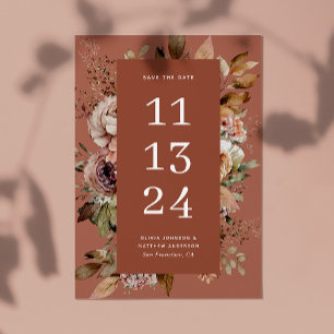 Terrakotta Rosélera Höst Kryddad Rosenträ Floral Spara Datumet
