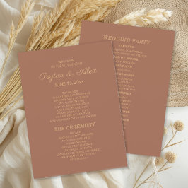 Terrakotta Rost Bröllopsprogram Brudparti Program
