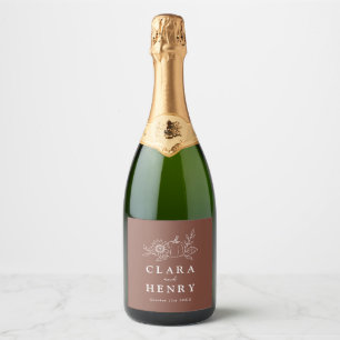 Terrakotta Rost Pumpa Bröllop Champagne Etikett