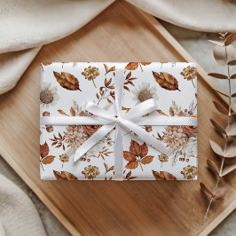 Terrakotta Rust Boho Blommig Höstlövverk Presentpapper