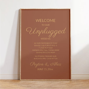 Terrakotta Rust Elegant Script Oansluten Bröllop Poster
