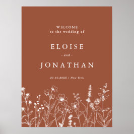Terrakotta Rustik Blommig Höst Vildblomma Bröllop  Poster